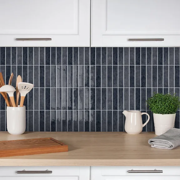 Self-Adhesive Backsplash Wall Tiles Industrial Style Slate Gray 3D Waterproof Heat Resistant 10 Pack 12x12 Inch