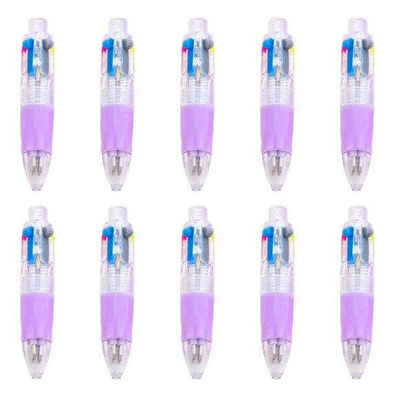 10pcs Small Ballpoint Pen Multicolor Pen 4 in 1 Retractable Ballpoint Pen