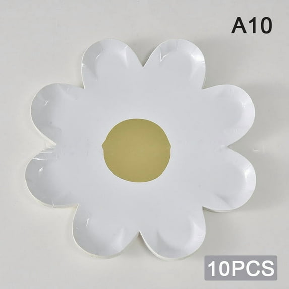 10pcs Small Daisy Picnic Tableware Disposable Flower Dinner Plate Decorative Cake Tray For Children's Birthday Party