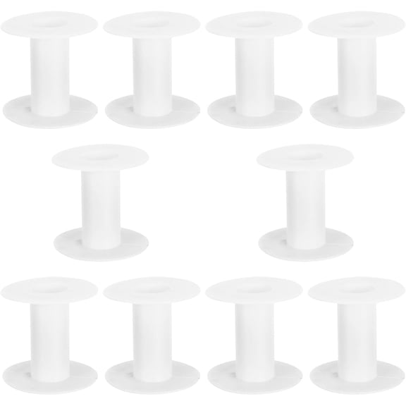 10pcs Small Empty Plastic Wire Bobbins for Sewing Machines and Embroidery, White I-Shaped Spools for Organizing Thread, Ribbon, and Cords, Easy to Store and Use