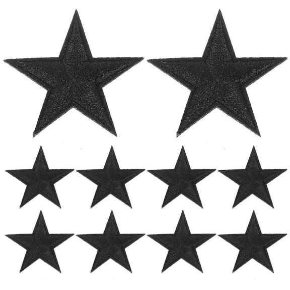 10pcs Small Five-pointed Star Embroidery Cloth Patch Decorative Patch Clothes Badge for T-shirt Jeans Skirt (Black)