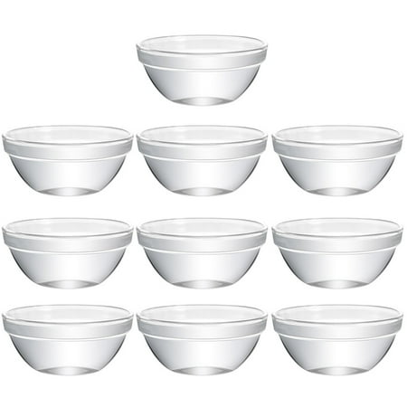 10pcs Small Glass Bowls Prep Bowls Stackable Bowls Salad Dessert Pudding Serving Bowls