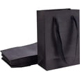 thumbnail image 1 of 10pcs Small Kraft Paper Bags Black Gift Bags Kraft Bags Shopping Bags with Handles Paper Shopping Bags Craft Bags Merchandise Bags Wedding Party Bag(5x2.7x7.5 inches) DIY, 1 of 9