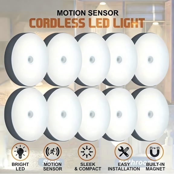Slssqhz 10pcs Smart Body Sensor Nightlights Dynamic Active Sensor LED Wireless Night Lights for Stair Hallway Bedroom Bedside
