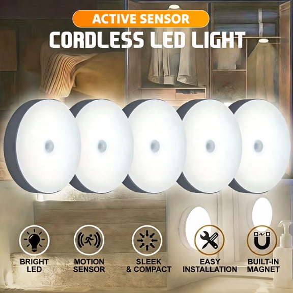 Slssqhz 10pcs Smart Body Sensor Nightlights Dynamic Active Sensor LED Wireless Night Lights for Stair Hallway Bedroom Bedside