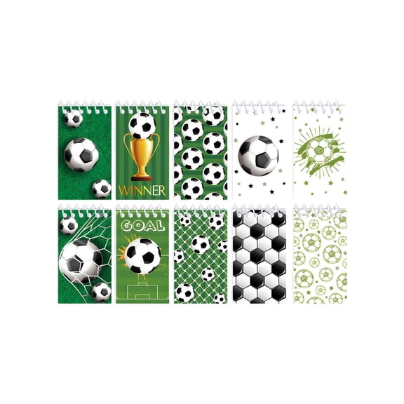 10pcs Soccer-Themed Spiral Notebooks Mini Football Pocket Notepad Portable Sports Journal Notebook for Classroom Home Office Use and Classroom Reward
