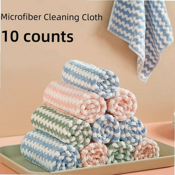 10pcs Soft Kitchen Cloths, reusable & washable, multipurpose for dishes, sinks, pots, pans. Random colors.
