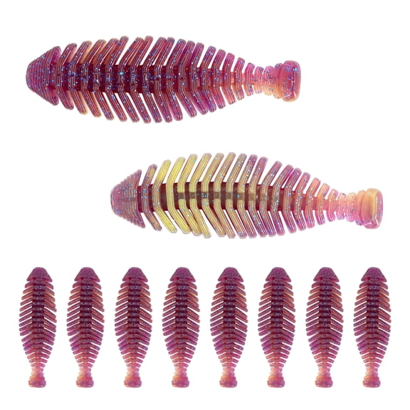 10pcs Soft Swimbait Fishing Lures 3.75‘’ Soft Plastic Lures Double-Color Lure for Bass Fishing Worms for Largemouth Bass Walleye Slow Sinking Bait