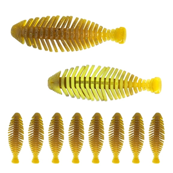 10pcs Soft Swimbait Fishing Lures 3.75‘’ Soft Plastic Lures Double-Color Lure for Bass Fishing Worms for Largemouth Bass Walleye Slow Sinking Bait