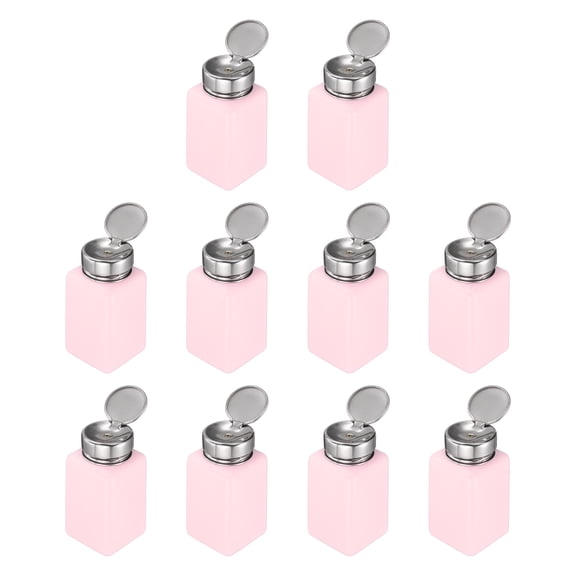 10pcs Solvent Alcohol Dispenser 200ml(6.7oz) Nail Polish Remover Push Down Liquid Dispenser Pump Bottle with Stainless Steel Press Head for Acetone Cleanser Polish Remover, Blue