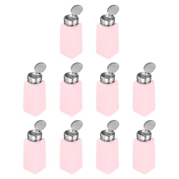 10pcs Solvent Alcohol Dispenser 250ml(8.5oz) Nail Polish Remover Push Down Liquid Dispenser Pump Bottle with Stainless Steel Press Head for Acetone Cleanser Polish Remover, Blue