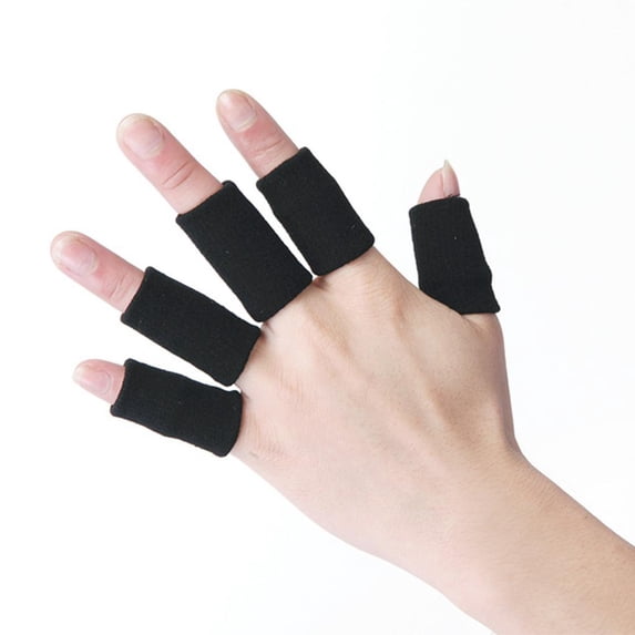 10pcs Sports Finger Sleeves Support Wrap - Hands Injury - Suit for Women Men - Black