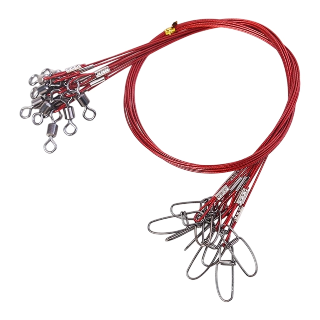 10pcs Stainless Fishing Rigs Wire Leader Line Rig with Swivels Snap ...