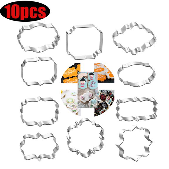 10pcs Stainless Steel Baking Mold Cookie Cutter Cookie Mold Biscuit Pastry Cake