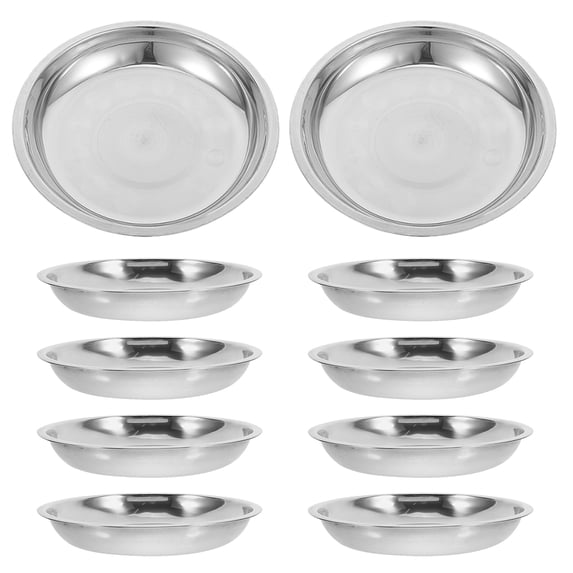 10pcs Stainless Steel Cat Bowl: Whisker Friendly Shallow Cat Dishes For Food And Water - 17.4cm Metal Food Containers For Pets Easy Feeding