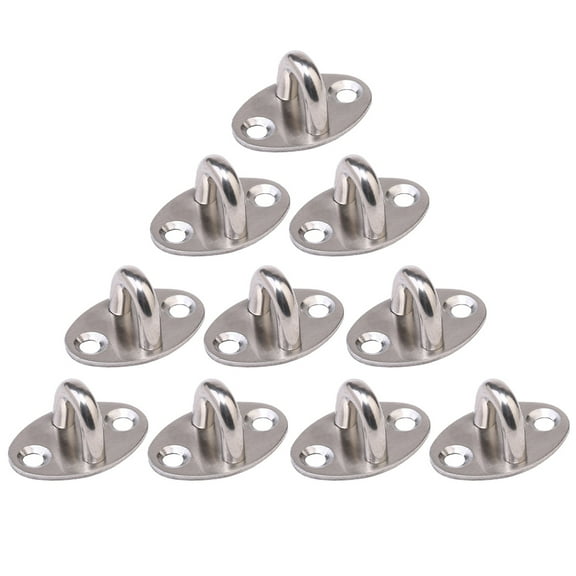 10pcs Stainless Steel Ceiling Hooks with Pad Eye Plate and for Marine Use, Staple Hook Storage, Swing Suspension