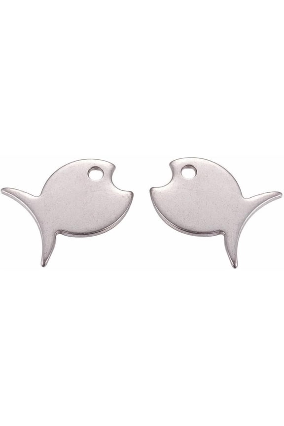10pcs Stainless Steel Color 304 Stainless Steel Fish Charms Blank Stamping Tag Pendants
