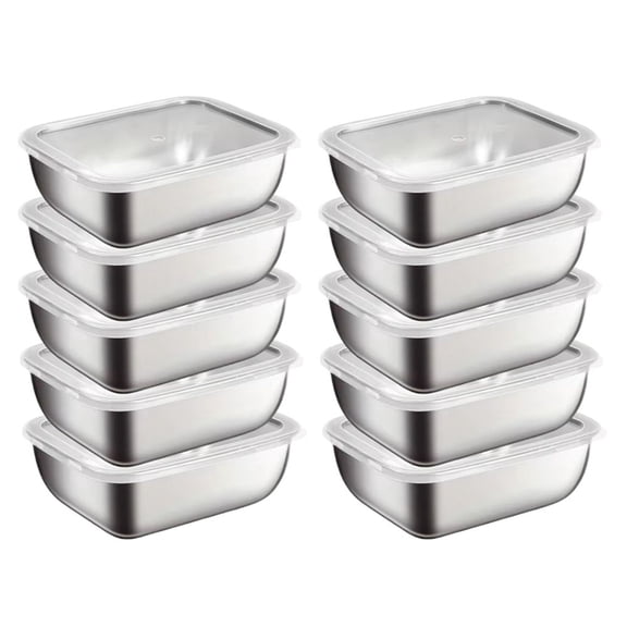10pcs Stainless Steel Food Storage Containers with Flip-Top Lids Reusable Fridge Organizers for Kitchen Picnics Food