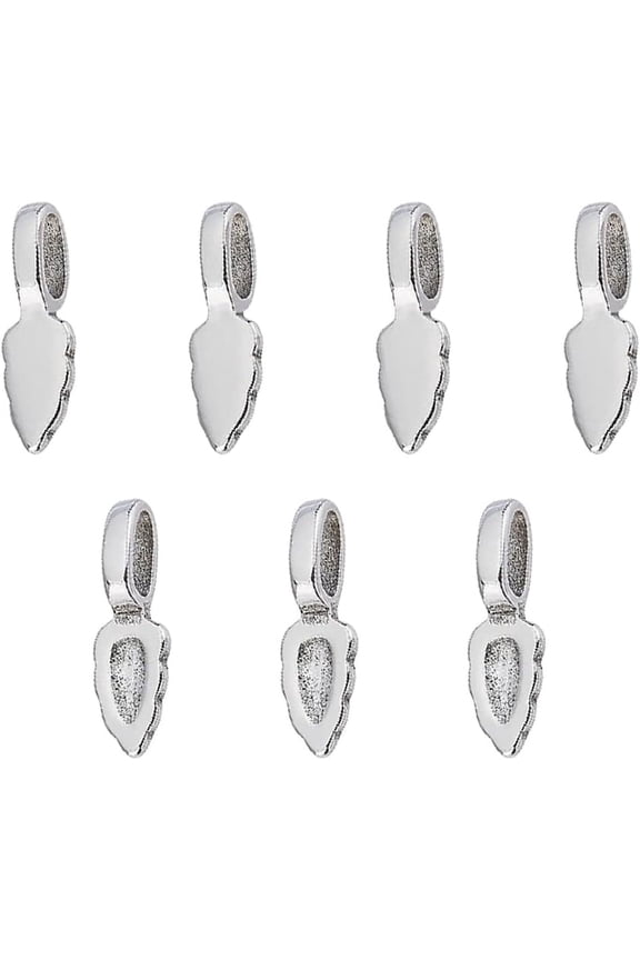 10pcs Stainless Steel Glue-on Flat Pad Pendant Bails Blank Pad Pendant Connector 7x3mm Hole Metal Charm for DIYY Jewelry Making 7.5x23mm