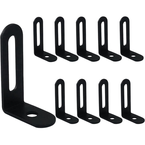 10pcs Stainless Steel L Brackets Small, 90 Degree Right Angle Corner Brace Black for Cabinet DIY Furniture Case with Screws(38x24x12mm/1.5x0.94x0.47in)