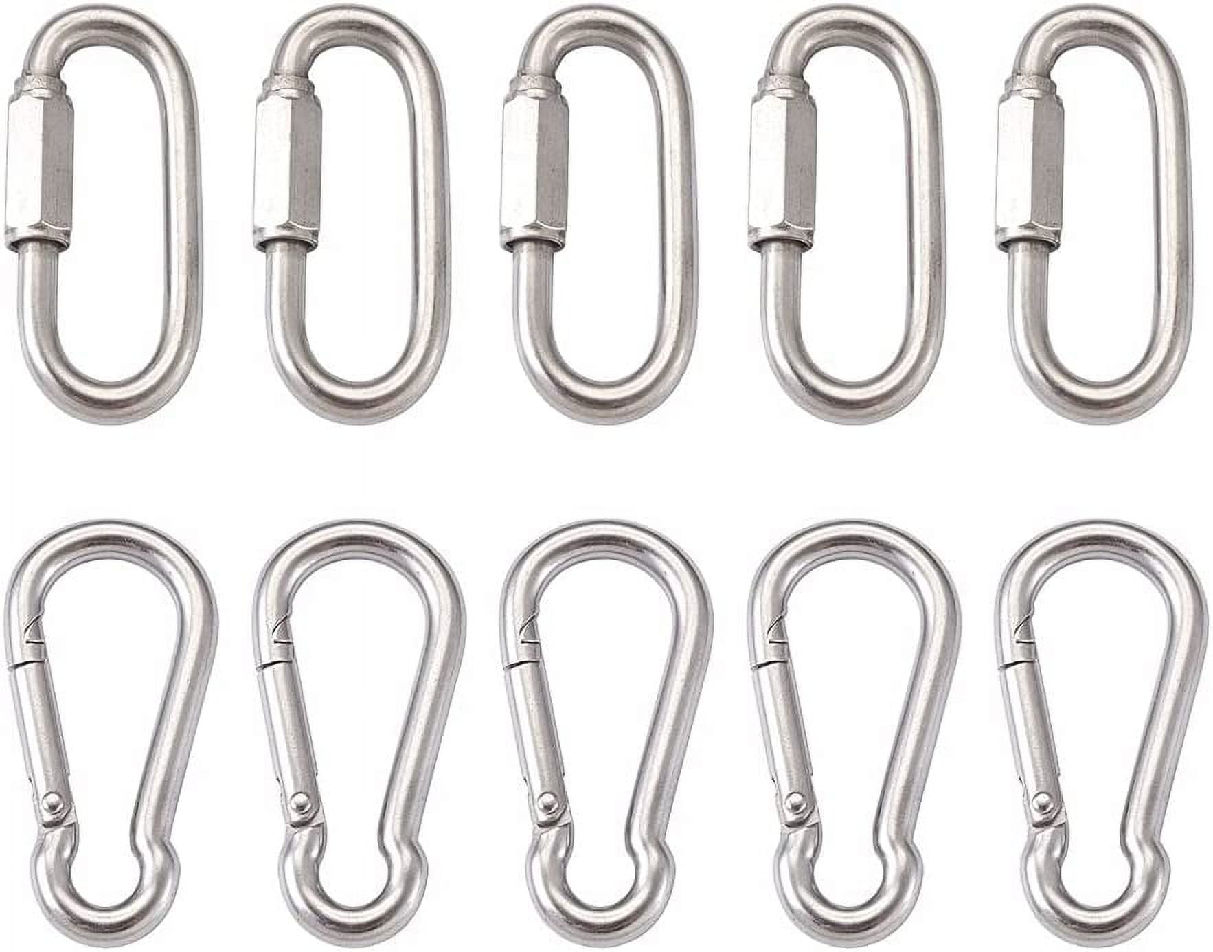 10pcs Stainless Steel Oval Screw Locking Clip Quick Link Spring Snap