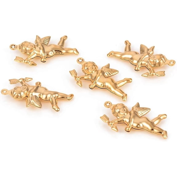 10pcs Stainless Steel Pendants Cupid Charms Jewelry Connector Golden Bracelets Pendants