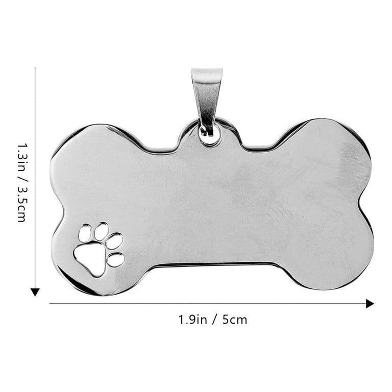 10pcs Stainless Steel Pet ID Tags Dog Tags Pendants Cat Tags Bone Shaped Tags, Size: 3.15 x 3.15 x 1.57