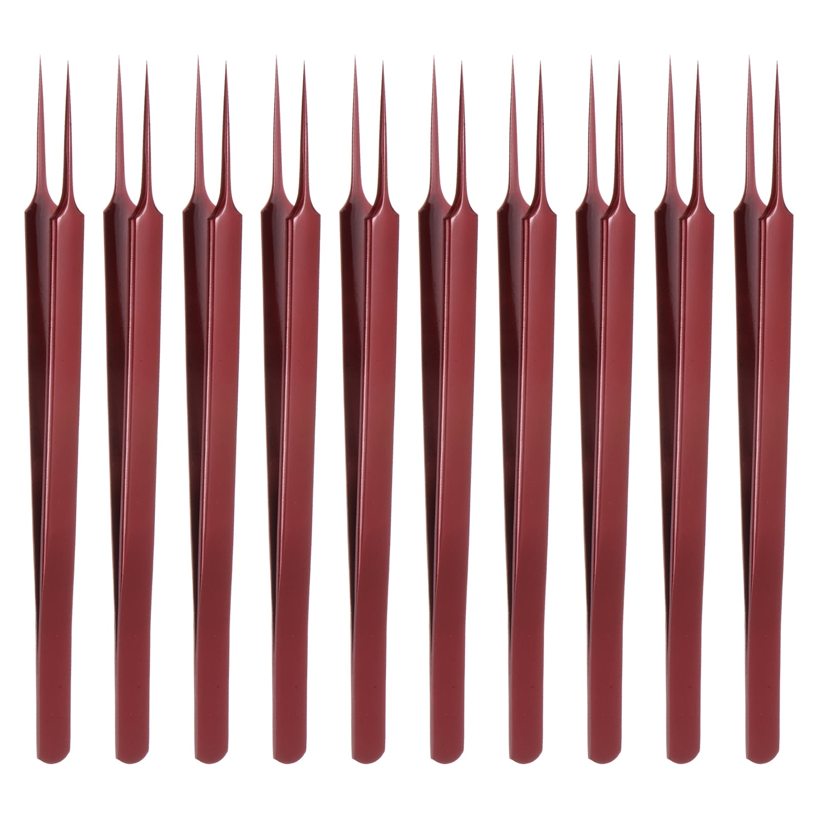 10pcs Stainless Steel Precision Tweezers 6.3" Long Handle Pointed Tip Tweezers for Craft Laboratory, Red