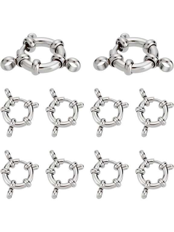 10pcs Stainless Steel Spring Ring Clasps with Round Close Ring Smooth Surface Clasps Findings for DIY DIY Necklaces Anklets Jewelry Making 15x12x4mm