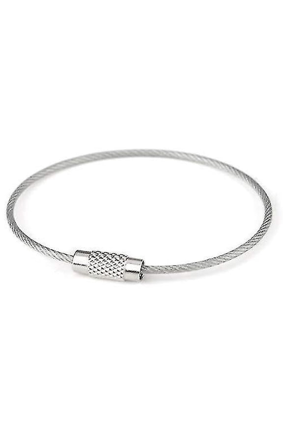 10pcs Stainless Steel Wire Key Chain,cable Rope Key Ring Loops With Screw Lock