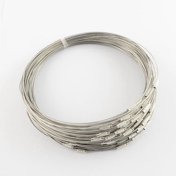 10pcs Stainless Steel Wire Necklace Cord Jewelry Making with Brass Screw Clasp Dark Gray 17.5 inch