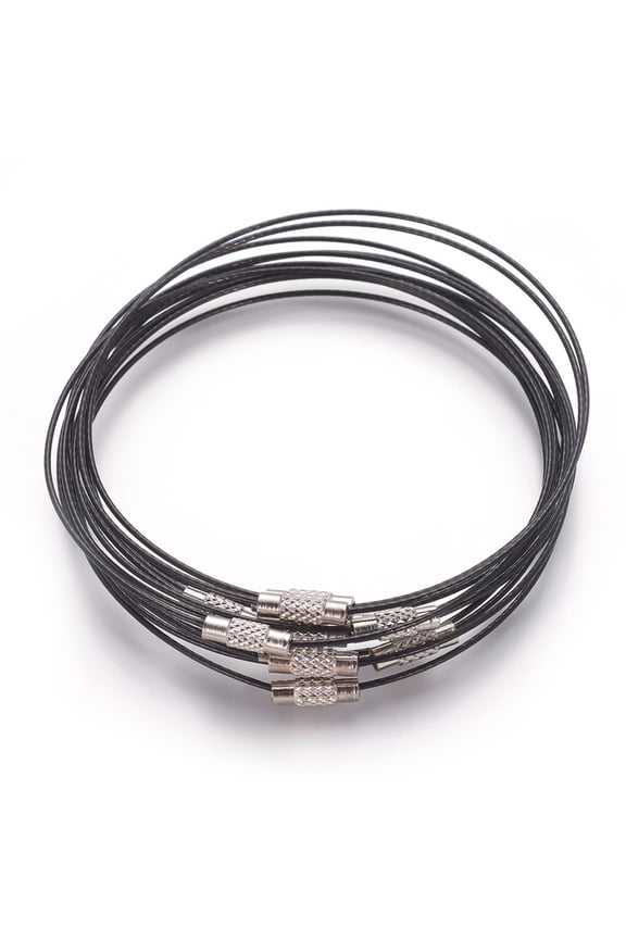 10pcs Steel Wire Bracelet Making with Alloy Clasp Black Size: about 1mm thick 62mm inner diameter