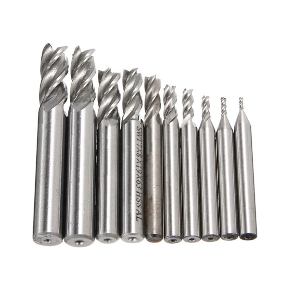 10pcs Straight Shank 4 Flute End Mill CNC Router Bit Cutter Drill Bit Tool 1.5 to 10mm for Carbon Alloy Steel Cutting Tools
