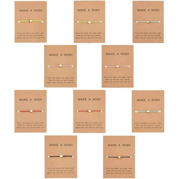 10pcs String Bracelet Heart Adjustable Bracelets Handmade Star Bracelet for Women Men Simple Charm Bracelets Minimalist Jewelry on Christmas Birthday Making DIY