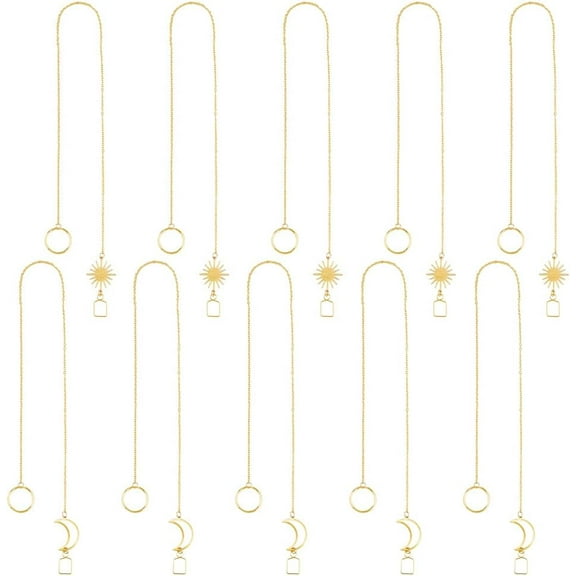 10pcs Suncatchers Chain 46.5cm Window Chain Moon and Sun Ball Pendant Suspension Chain for Ball Pendants Suspension DIY Tree Decorations Gold