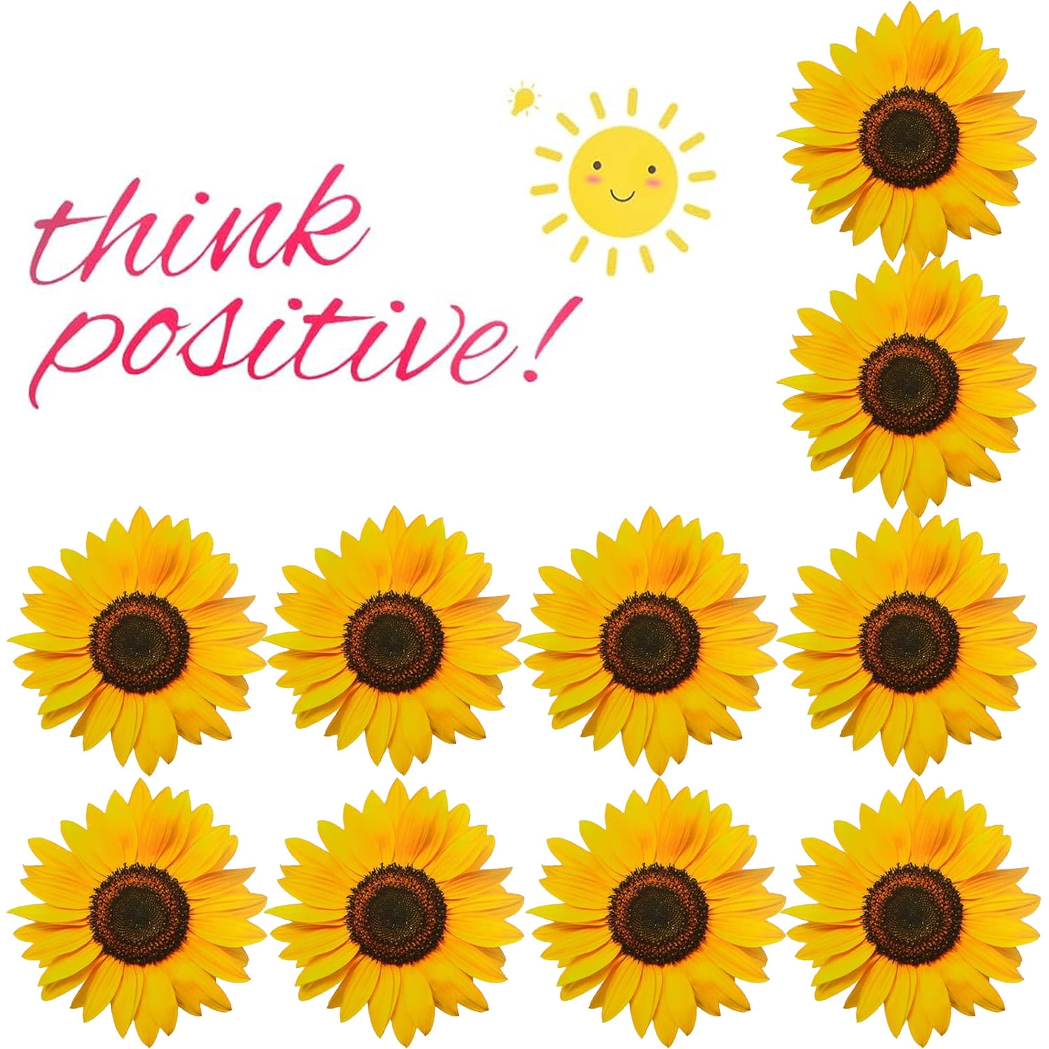 10pcs Sunflower Daisy Floral Wall Stickers Murals and 1 Sheet ...