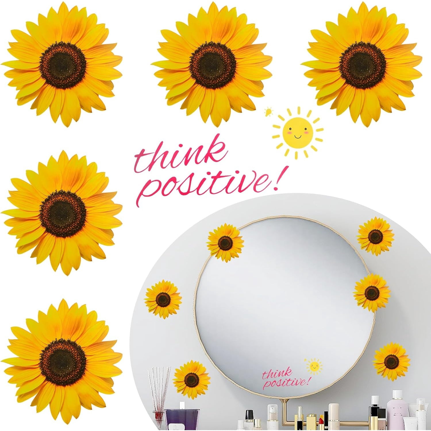 10pcs Sunflower Daisy Floral Wall Stickers Murals and 1 Sheet ...