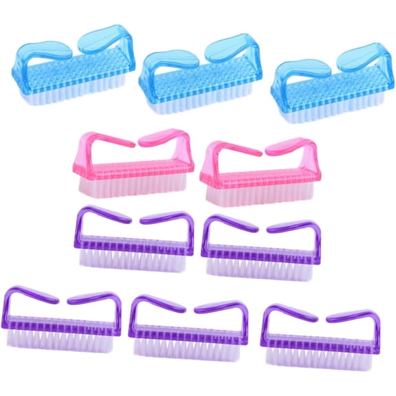 10pcs Sweeping Paint Hand Fingernail Brush Nail Scrub Brush Toes and Nails Cleaner Brush Cleaner Plastic Cleaner Nubuck Cleaner Nail Art Dust Cleaner Brushes Fingernail Brushes Set