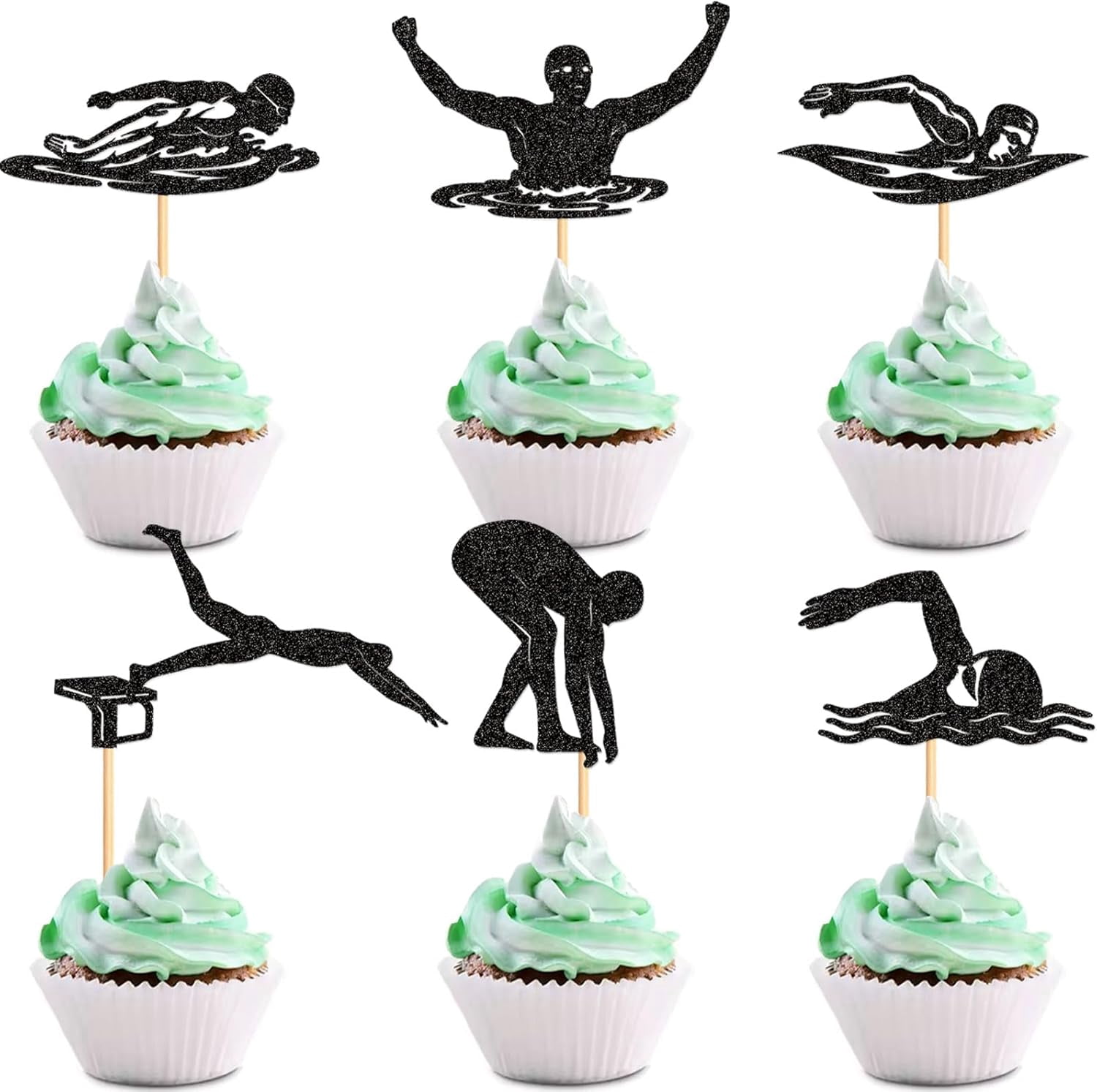 10pcs Swim Cupcake Toppers Swimming Team Diving Cupcake Picks Swimming 10pcs-swim-cupcake-toppers-swimming-team-diving-cupcake-picks-swimming
