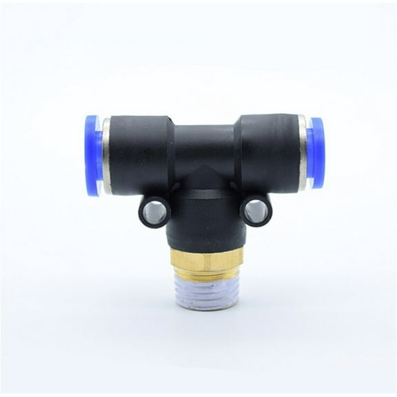10pcs T Type PB 4 6 8 10 12mm- M5" 1/8" 1/4" 3/8" 1/2" Male Threaded Tee Pneumatic Fittings Quick Connection-peg
