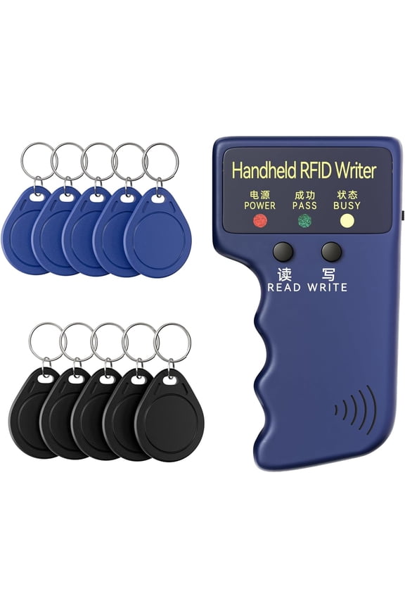 10pcs T5577 Keychains+Handheld ID Writer Reader Writer ID Card Duplicator for Household Office Reader Copier Writer Duplicator for IC ID Cards and All 125kHz Cards