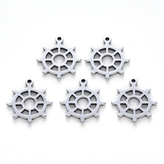 10pcs Tarnish Resistant 201 Stainless Steel Pendants Laser Cut Helm Stainless Steel color 17x15x1mm Hole: 1.2mm