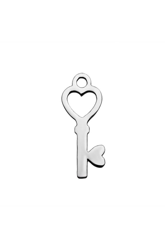 10pcs Tarnish Resistant 201 Stainless Steel Pendants Laser Cut Key Stainless Steel color 16x6x1.2mm Hole: 1.5mm