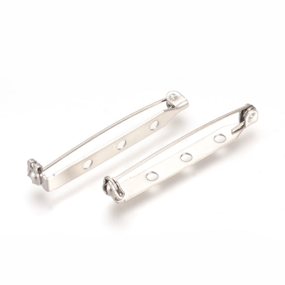 10pcs Tarnish Resistant 304 Stainless Steel Pin Brooch Back Bar Findings Stainless Steel color 38~40x5x6mm Hole: 2mm Pin: 0.8mm