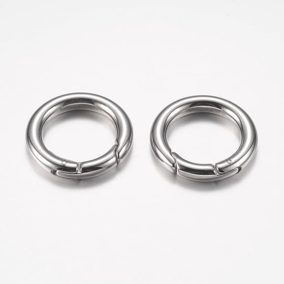 10pcs Tarnish Resistant 304 Stainless Steel Spring Gate Rings O Rings Ring Stainless Steel color 6 Gauge 24x4mm Inner Diameter: 16mm