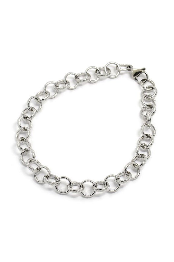 10pcs Tarnish Resistant Fashionable 304 Stainless Steel Engraved Bubbles Cable Chain Bracelets with Lobster Claw Clasps Stainless Steel color 8-1/8 inch(205mm) 8mm