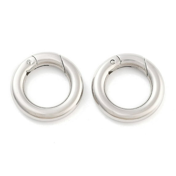 10pcs Tarnish Resistant Ring Smooth 304 Stainless Steel Spring Gate Rings O Rings Snap Clasps Stainless Steel color 9 Gauge 15x3mm