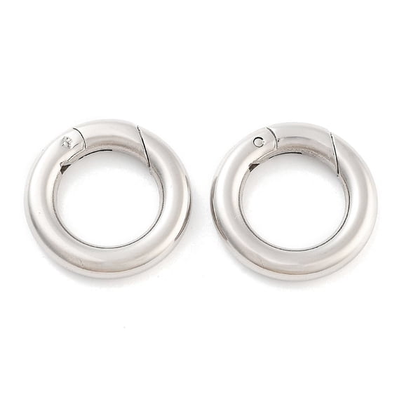 10pcs Tarnish Resistant Ring Smooth 304 Stainless Steel Spring Gate Rings O Rings Snap Clasps Stainless Steel color 9 Gauge 15x3mm