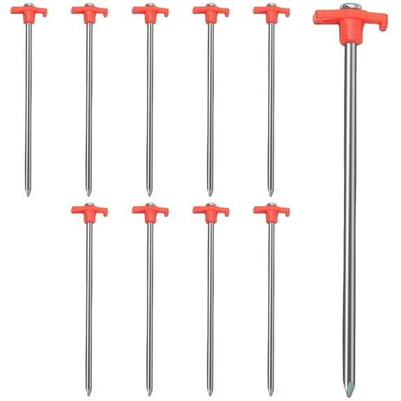 10pcs Tent Stakes, Heavy Duty Camping Stakes 10inch Metal Tent Pegs Ground Stakes Tent Spikes for Camping Patio, Garden, Canopies, Grassland, Outdoor