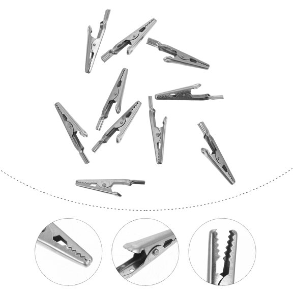 10pcs Stainless Steel Alligator Clips for Testing Clamps